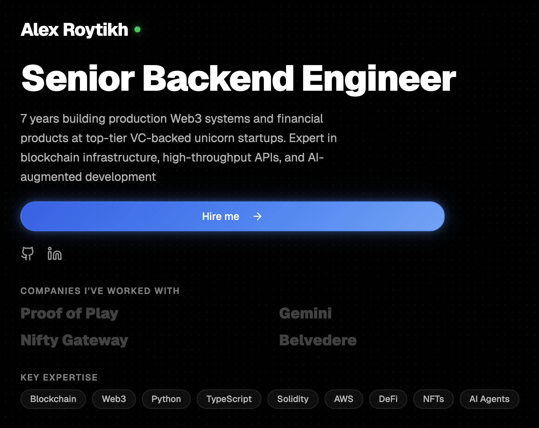 Alex Roytikh | Senior Backend Engineer - Web3 & Blockchain Expert